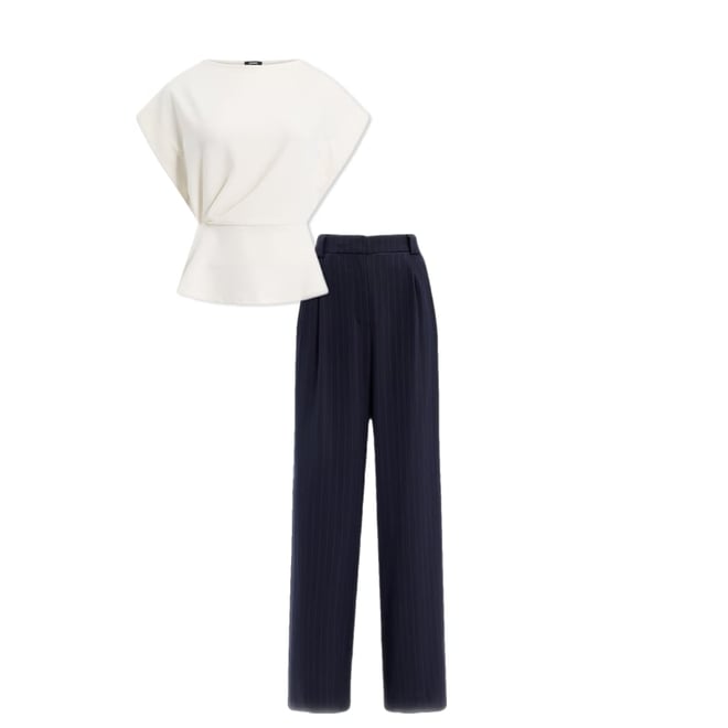 Crew Neck Short Sleeve Draped Peplum Top | Express