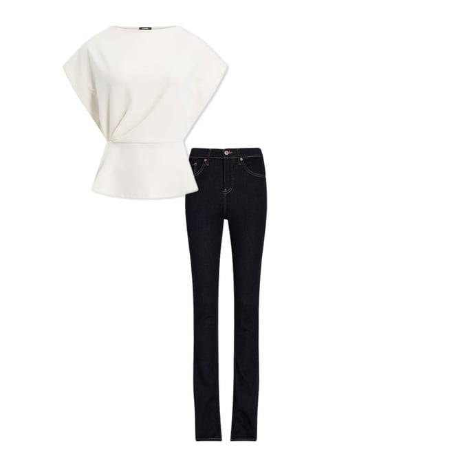 Crew Neck Short Sleeve Draped Peplum Top | Express