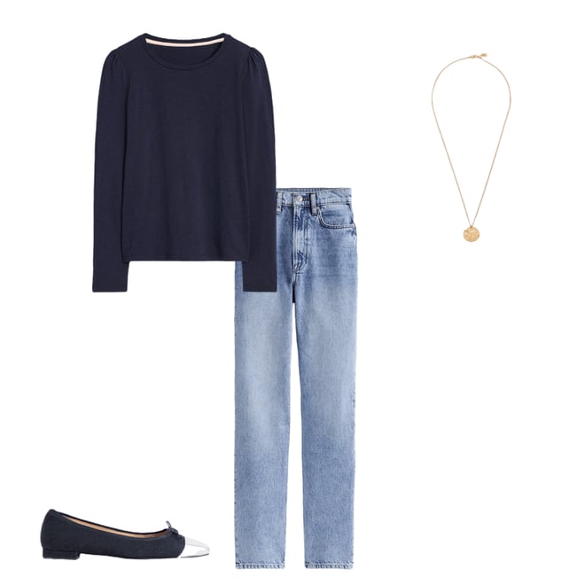 1st bundle featuring 3 items which compliment Cotton Crew Long Sleeve Top-Navy