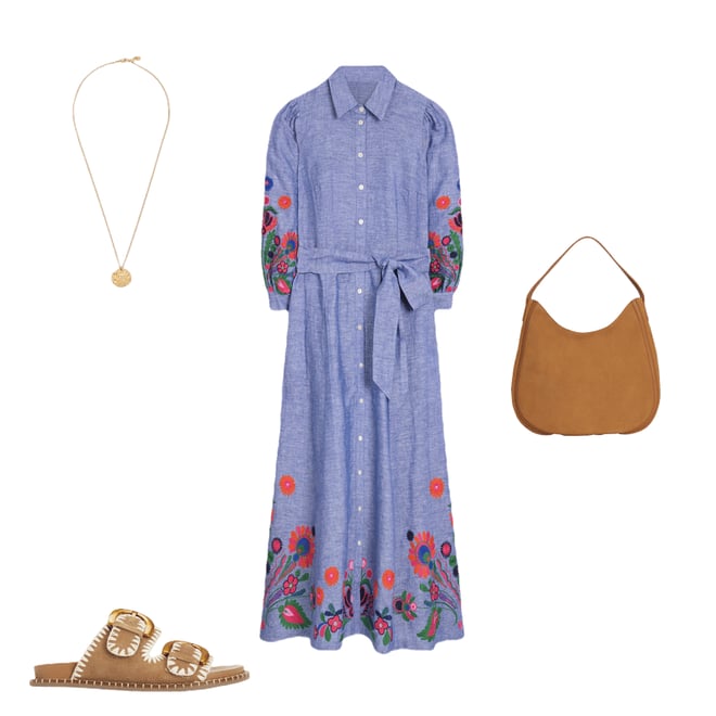 1st bundle featuring 3 items which compliment Clara Linen Blend Shirt Dress-Blue Chambray, Embroidered