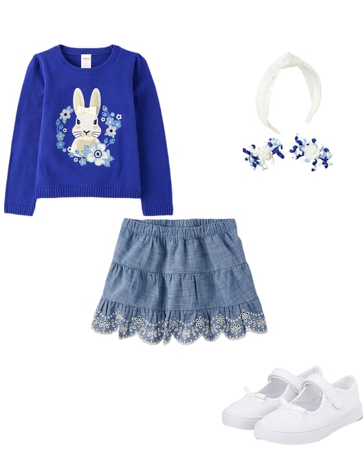 3rd bundle featuring 3 items which compliment Girls Embroidered Floral Bunny Sweater