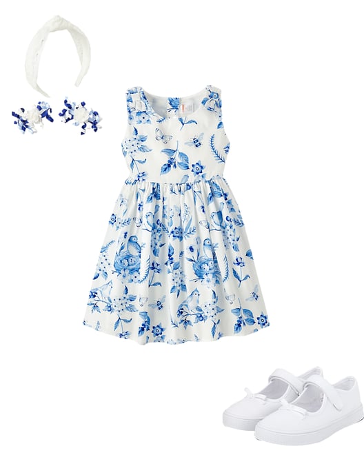 1st bundle featuring 2 items which compliment Girls Mommy And Me Floral Bird Bow Fit And Flare Dress