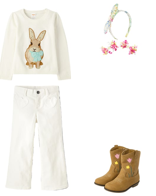 3rd bundle featuring 3 items which compliment Girls Embroidered Bunny Sweater