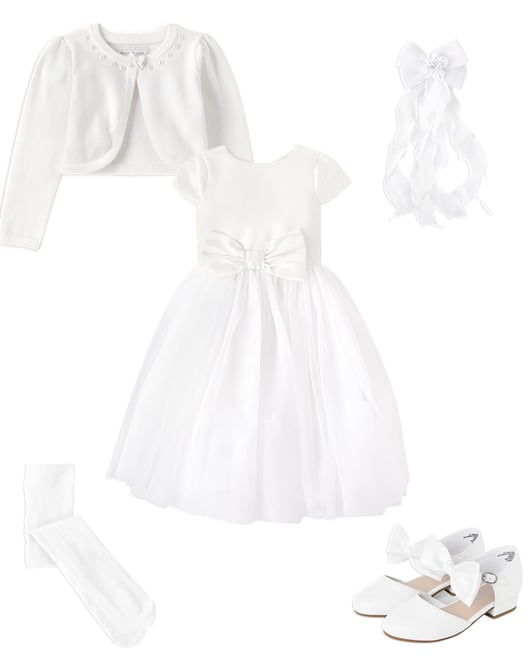 1st bundle featuring 4 items which compliment Girls Bow Tulle Dress