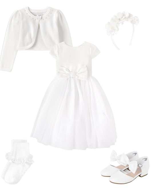 2nd bundle featuring 4 items which compliment Girls Bow Tulle Dress