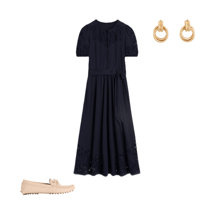navy blue embroidered cut-out midi dress Long-Sleeve Modest Long Formal Dress with Beads Champagne / 18 main image 0