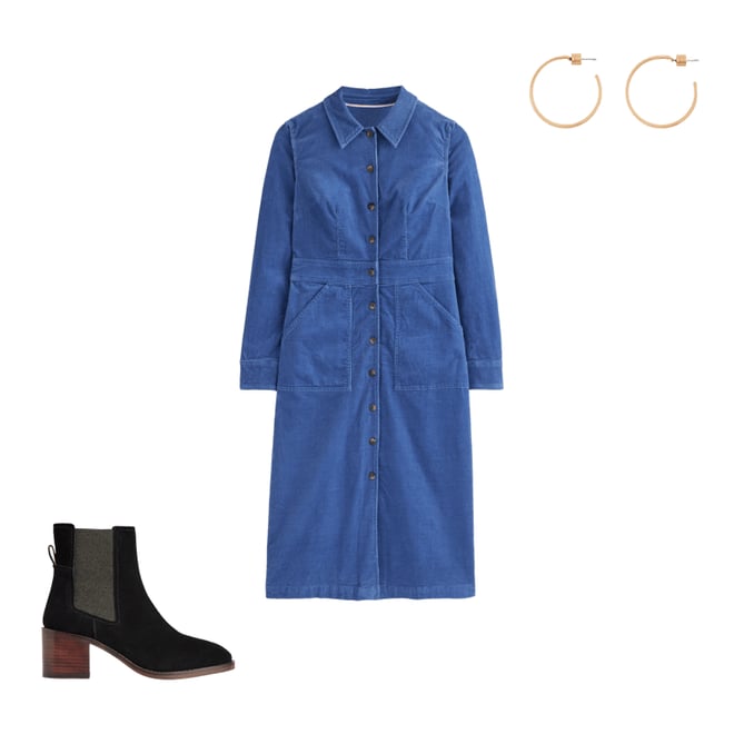 3rd bundle featuring 2 items which compliment Flora Cord Midi Shirt Dress-True Navy