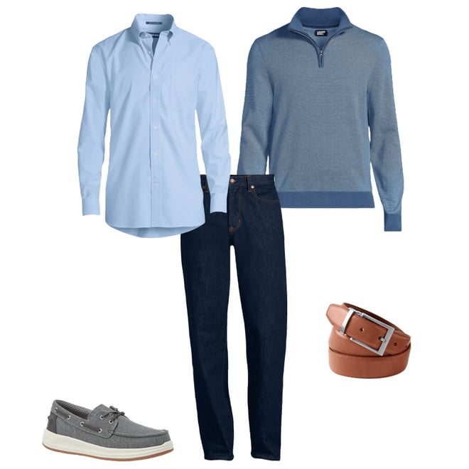 Men's Long Sleeve Fine Gauge Cotton Quarter Zip Sweater