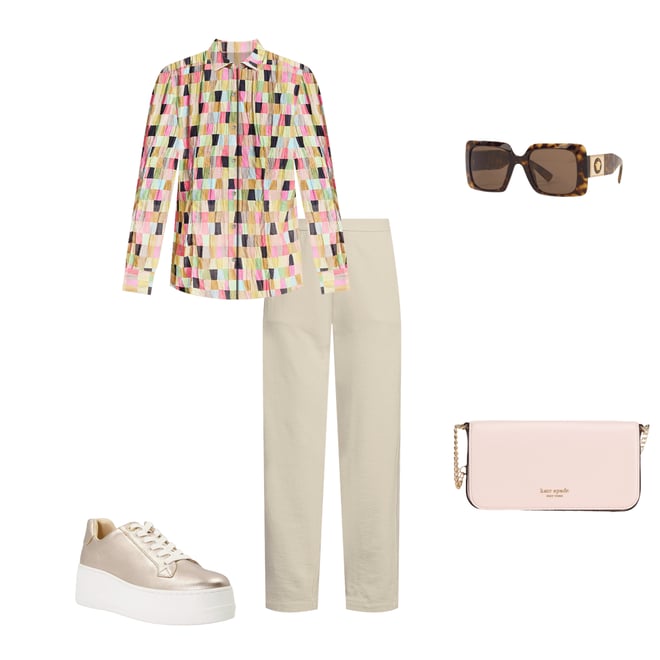 NIC + ZOE Crinkle Colorfield Print Button Down Collar Long NIC + ZOE Crinkle Colorfield Print Button Down Collar Long