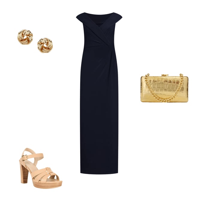 LAUREN RALPH LAUREN ☆ Portrait Collar Sleeve ガウンドレス Lauren Ralph Lauren Portrait Collar Cap Sleeve Crepe Sheath