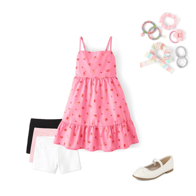 4th bundle featuring 3 items which compliment Girls Floral Bow Back Poplin Tiered Dress