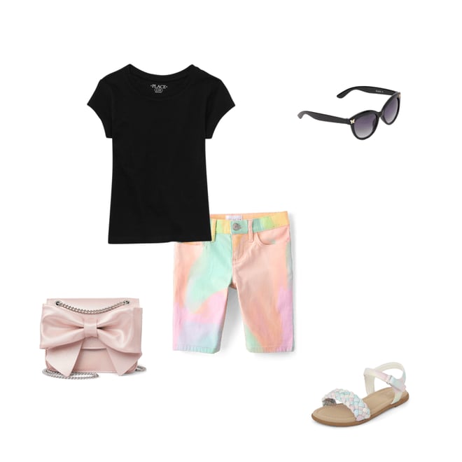 3rd bundle featuring 4 items which compliment Girls Rainbow Tie Dye Twill Skimmer Shorts