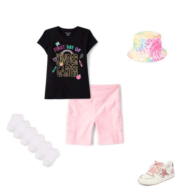 3rd bundle featuring 4 items which compliment Girls First Day Kindergarten Graphic Tee