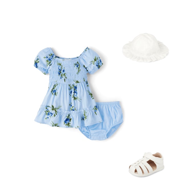 Baby Girls Mommy And Me Short Sleeve Floral Print Smocked