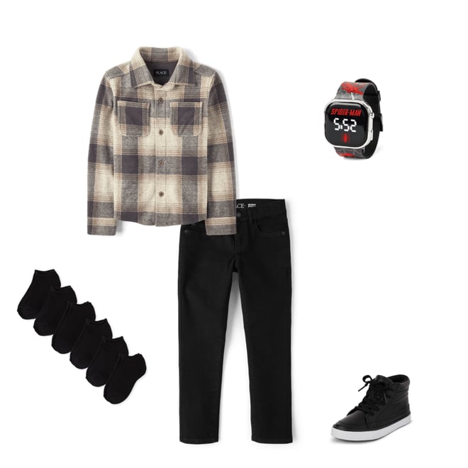 1st bundle featuring 4 items which compliment Kids Cozy Plaid Knit Button Up Shirt