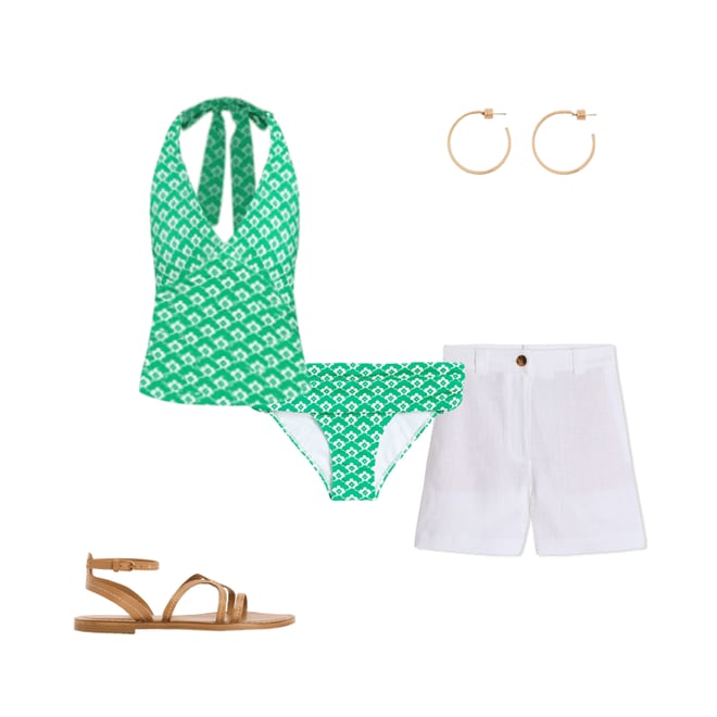 1st bundle featuring 4 items which compliment Levanzo Halter Tankini Top-Green Cloud Terrace