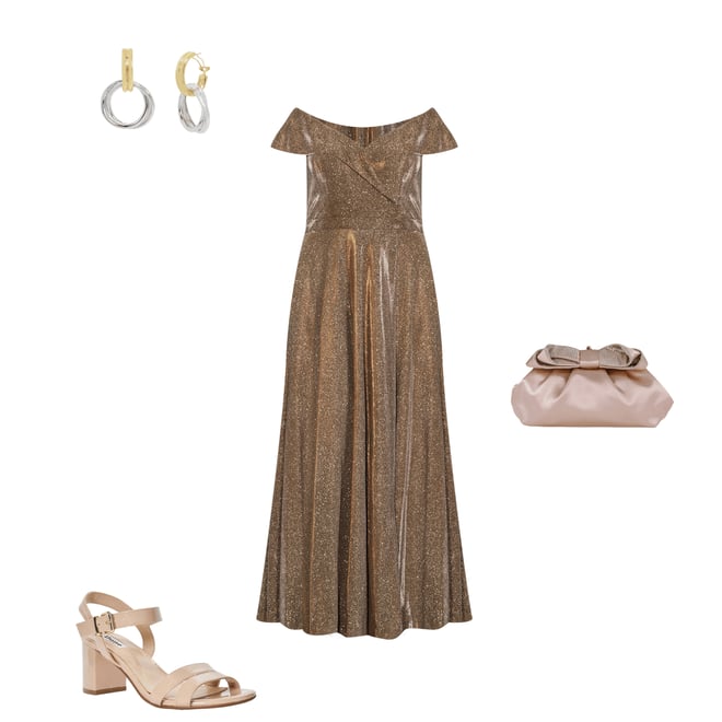 MASU Sparkling Gown 25SS サイズ：L Voll Draped Metallic Jersey Gown - PLUS SIZE | Tadashi Shoji