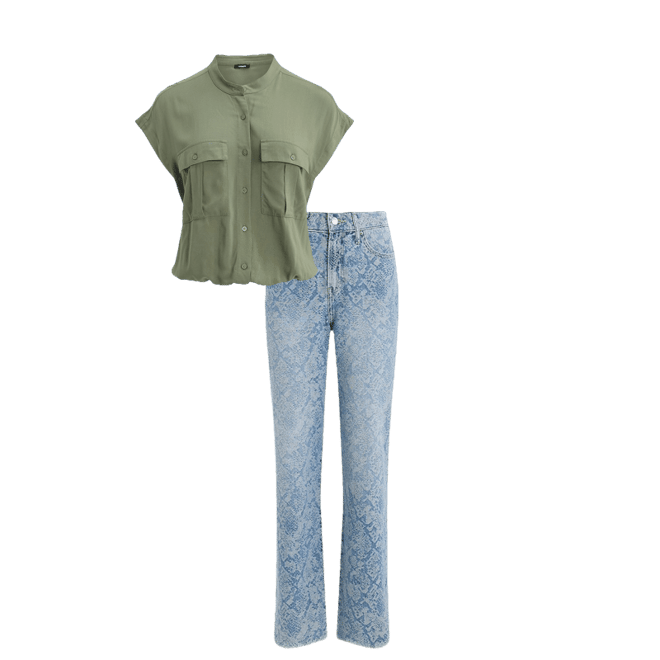 Short Sleeve Front Pocket Cinched Hem Shirt | Express