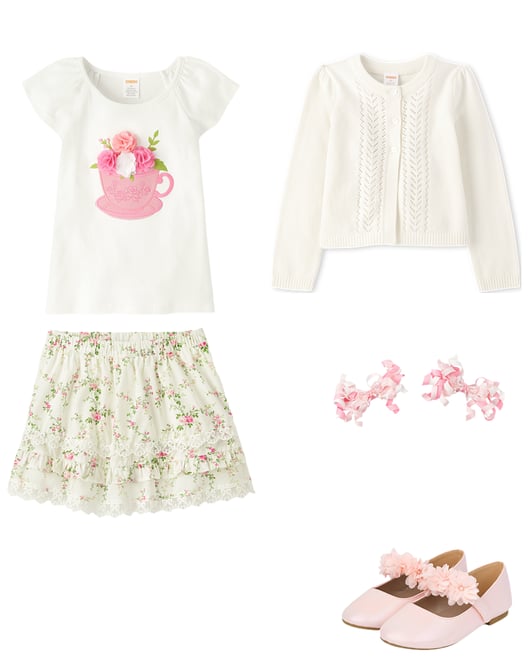 5th bundle featuring 4 items which compliment Girls Floral Ballet Flats