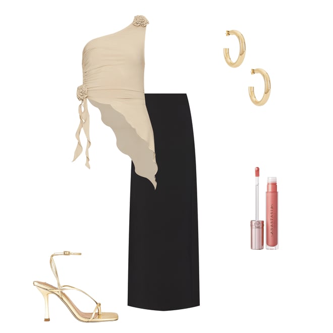 3rd bundle featuring 4 items which compliment Aysmmetrical Rose Top