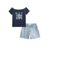 Curvy High-Rise Light Wash Relaxed Denim Shorts 5"