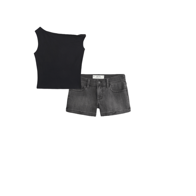 Washed Black Denim Shortie Shorts