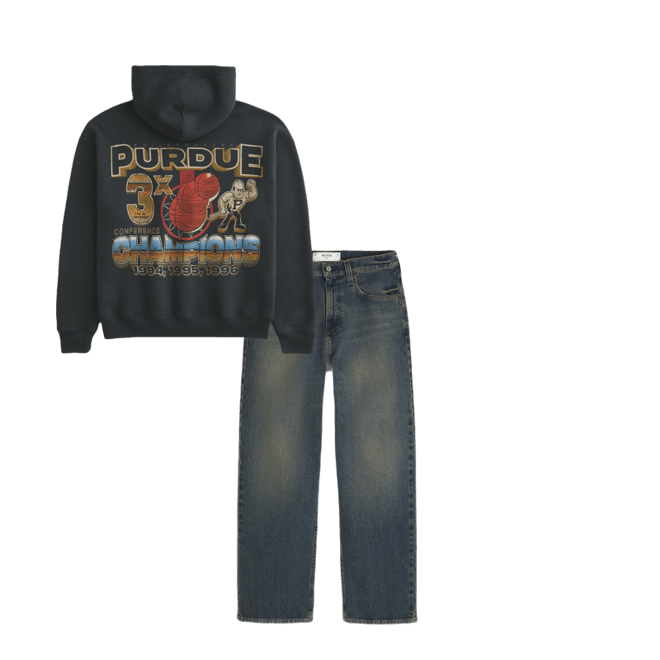 Boxy Purdue University Graphic Hoodie