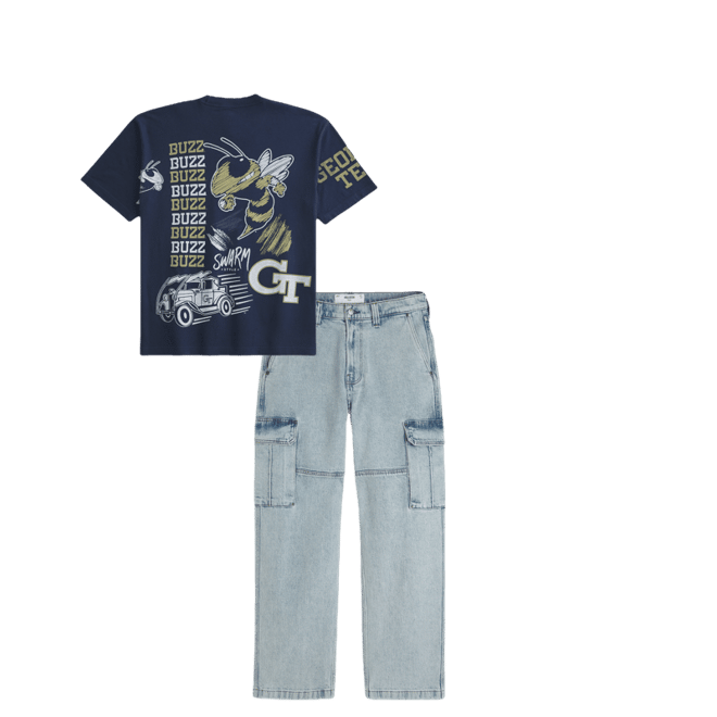 Light Wash Baggy Cargo Jeans