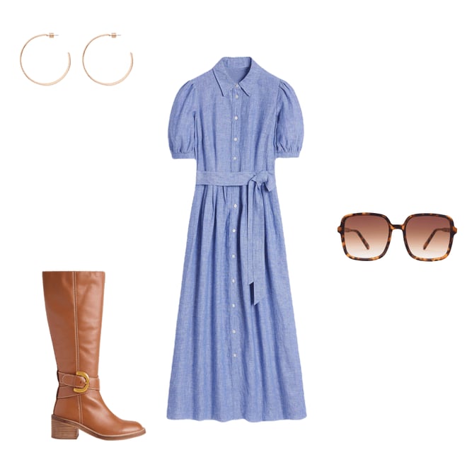 3rd bundle featuring 3 items which compliment Alexa Linen Maxi Shirt Dress-Grey Blue Chambray