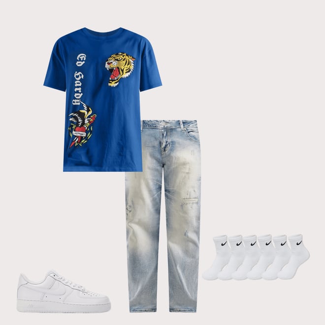 Smoke Rise Wave Effect Straight Denim Jeans