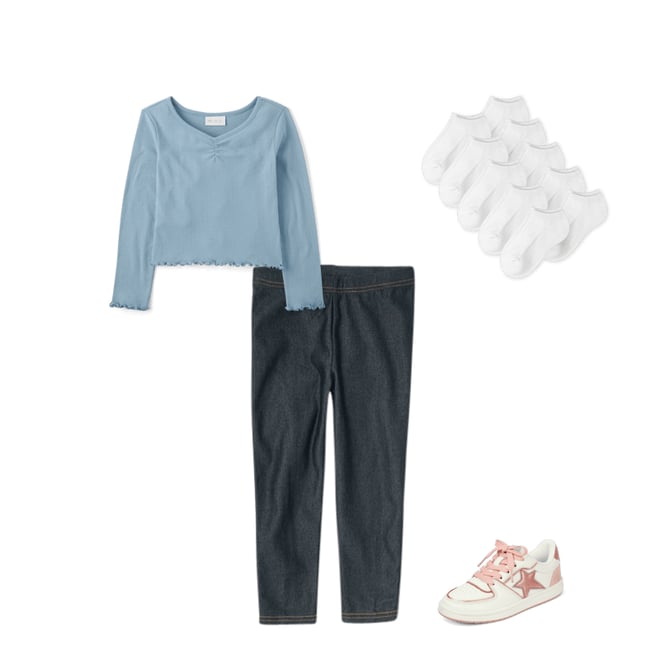 3rd bundle featuring 3 items which compliment Girls Pointelle Ruched Top