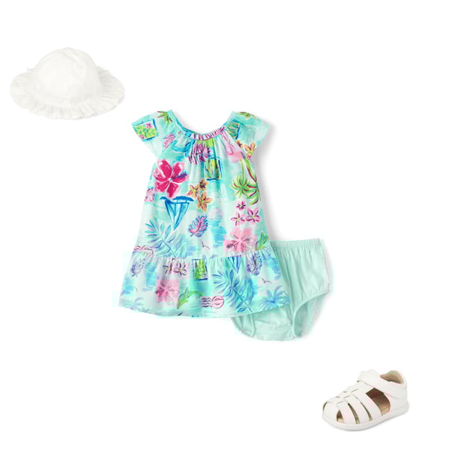 1st bundle featuring 2 items which compliment Baby Girls Matching Family Tropical Ruffle Dress