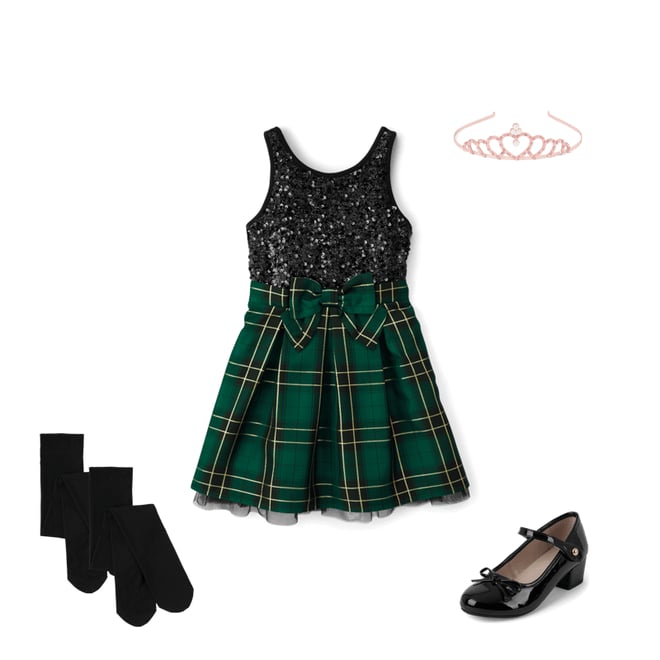1st bundle featuring 3 items which compliment Girls Matching Family Plaid Sequin Fit And Flare Dress