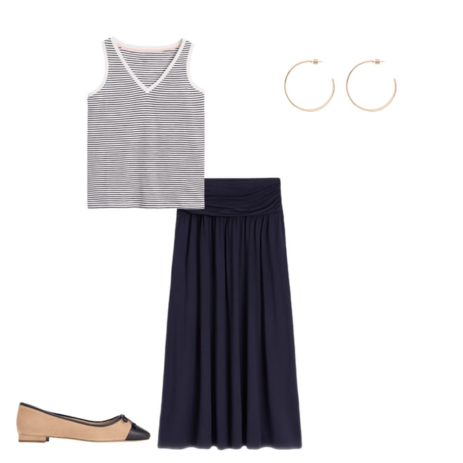 1st bundle featuring 3 items which compliment Regular V-Neck Slub Vest-Navy, Ivory Stripe