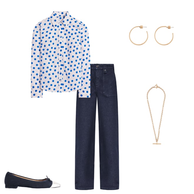 1st bundle featuring 4 items which compliment Sienna Cotton Shirt, Ivory, Blue Abstract Dot
