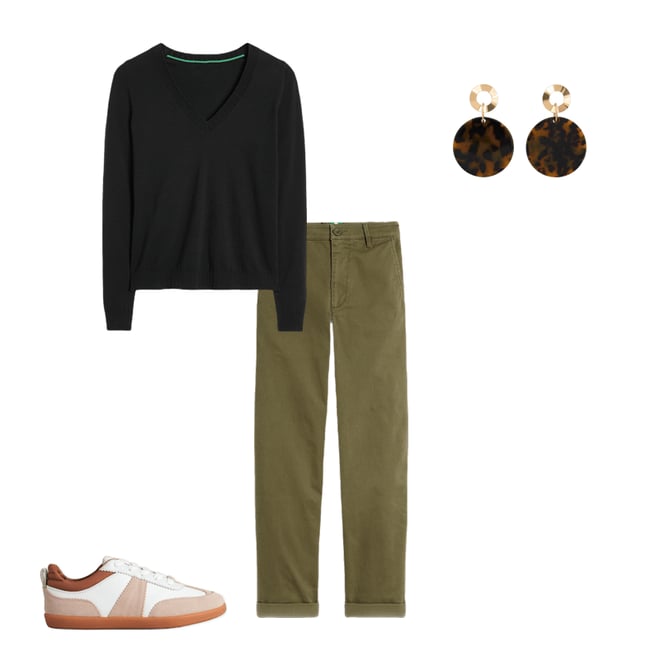 5th bundle featuring 3 items which compliment Emilia Cotton V-Neck Jumper-Black