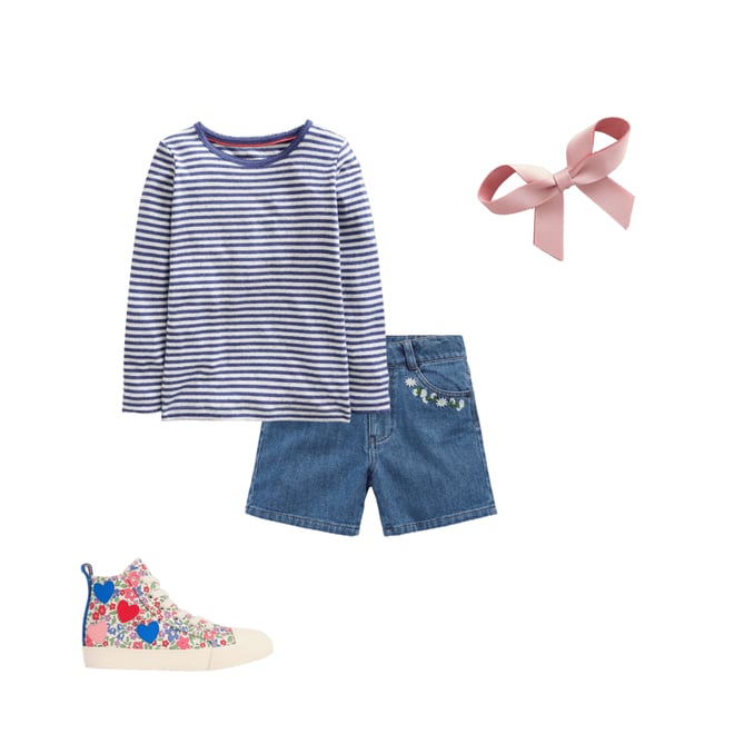 5th bundle featuring 3 items which compliment Long Sleeve Pointelle Top-Starboard Blue/Soft Ivory