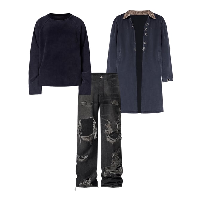 Ultra Baggy Decimated Denim - Black | mnml | shop now