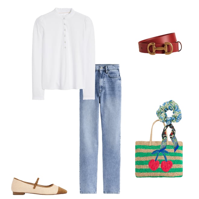 1st bundle featuring 5 items which compliment Supersoft Frill Henley Top-White