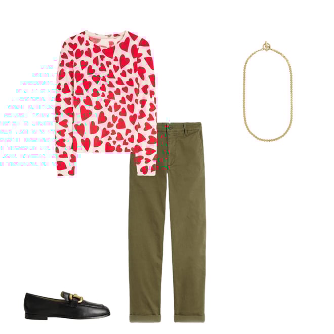 1st bundle featuring 3 items which compliment Eva Cashmere V-Neck Sweater-Ivory, Heart Cluster