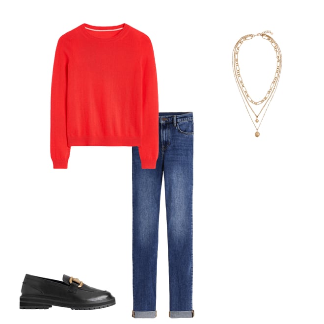 1st bundle featuring 3 items which compliment Eva Cashmere Crew Neck Jumper-Strawberry Tart Red