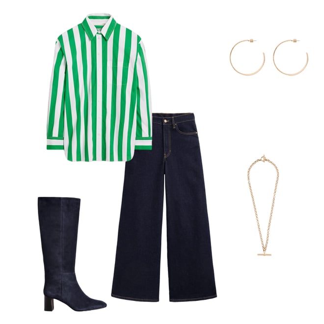 5th bundle featuring 4 items which compliment Sadie Relaxed Cotton Shirt-Rich Emerald Wide Stripe