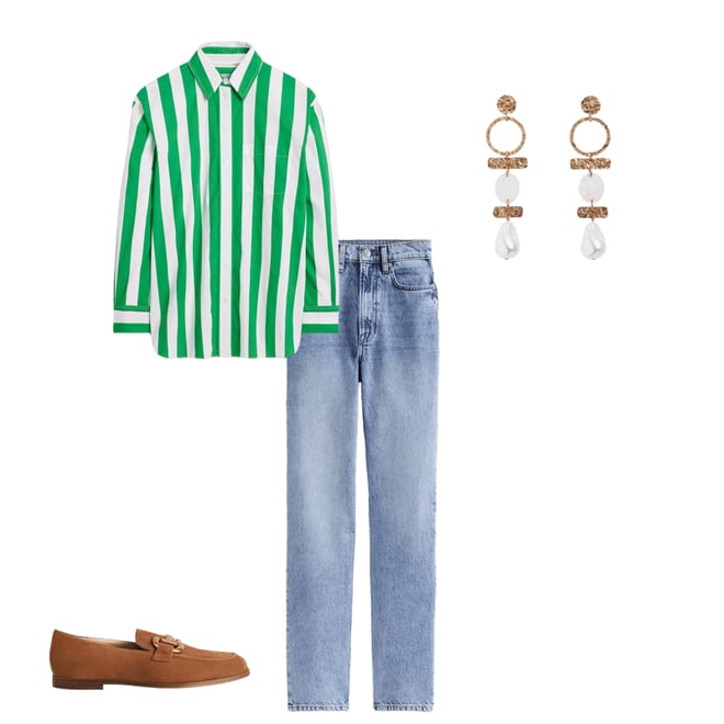 2nd bundle featuring 3 items which compliment Sadie Relaxed Cotton Shirt-Rich Emerald Wide Stripe