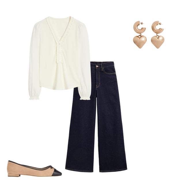 6th bundle featuring 3 items which compliment Poppy Ruffled Henley Top-Ivory