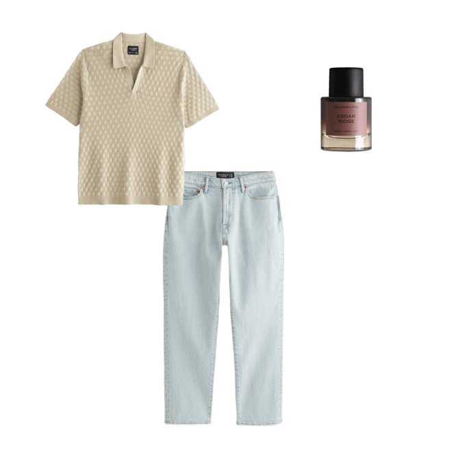 Pointelle Stitch Johnny Collar Sweater Polo