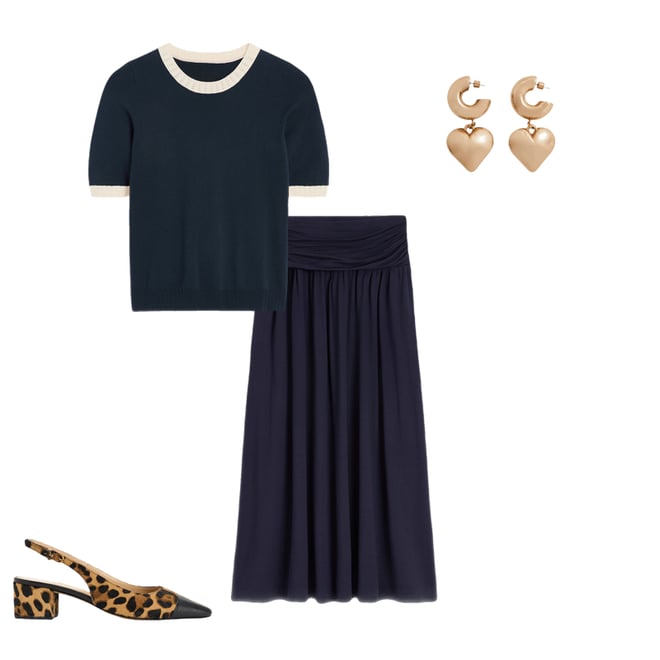 2nd bundle featuring 3 items which compliment Rosaline Jersey Skirt-Navy