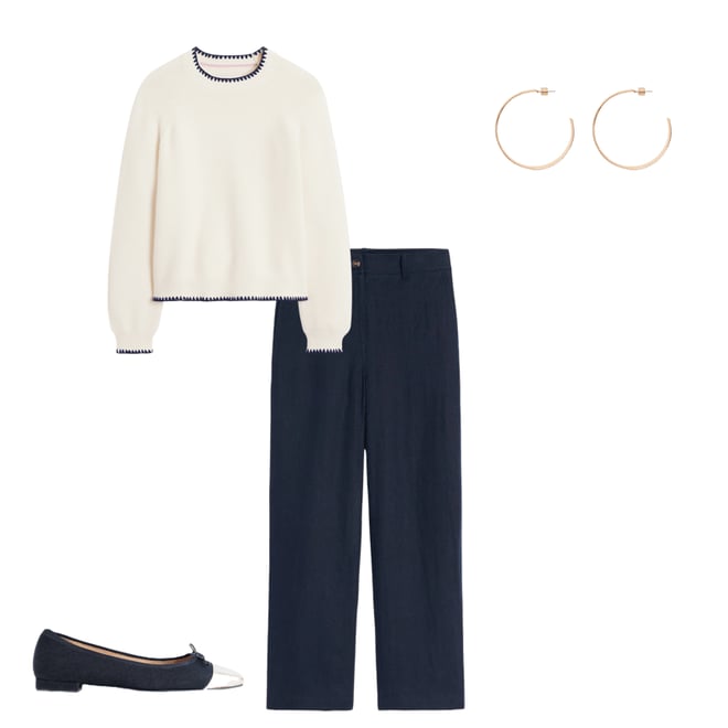 4th bundle featuring 3 items which compliment Westbourne Crop Linen Trousers-Navy