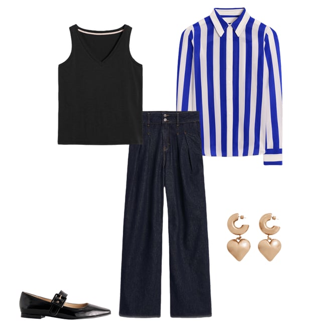 3rd bundle featuring 4 items which compliment Sienna Silk Shirt-Bright Blue Wide Stripe