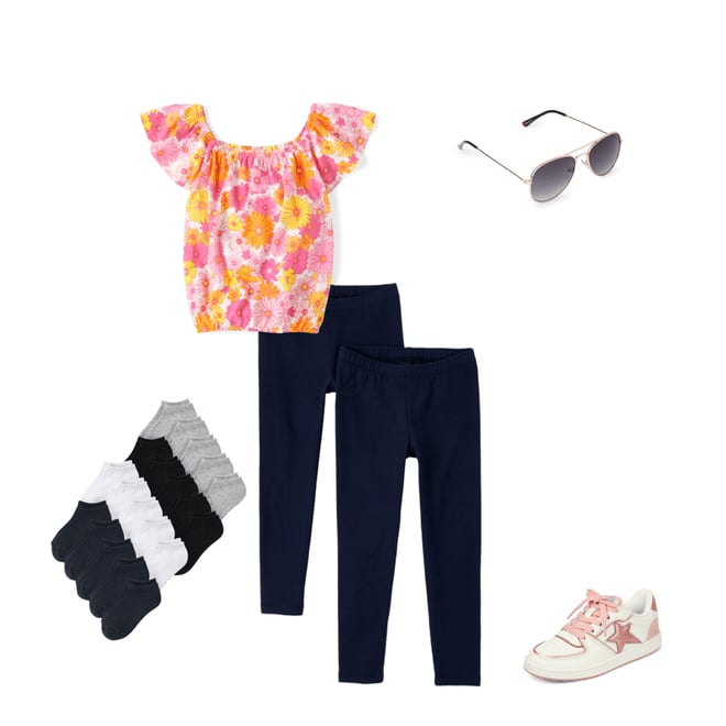 3rd bundle featuring 4 items which compliment Girls Print Flutter Top