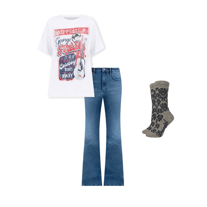 Women's Wrangler Retro® George Strait Oversized Band Tee in Bright White